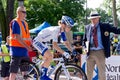 Pro Cyclist on Starting Ramp Royalty Free Stock Photo